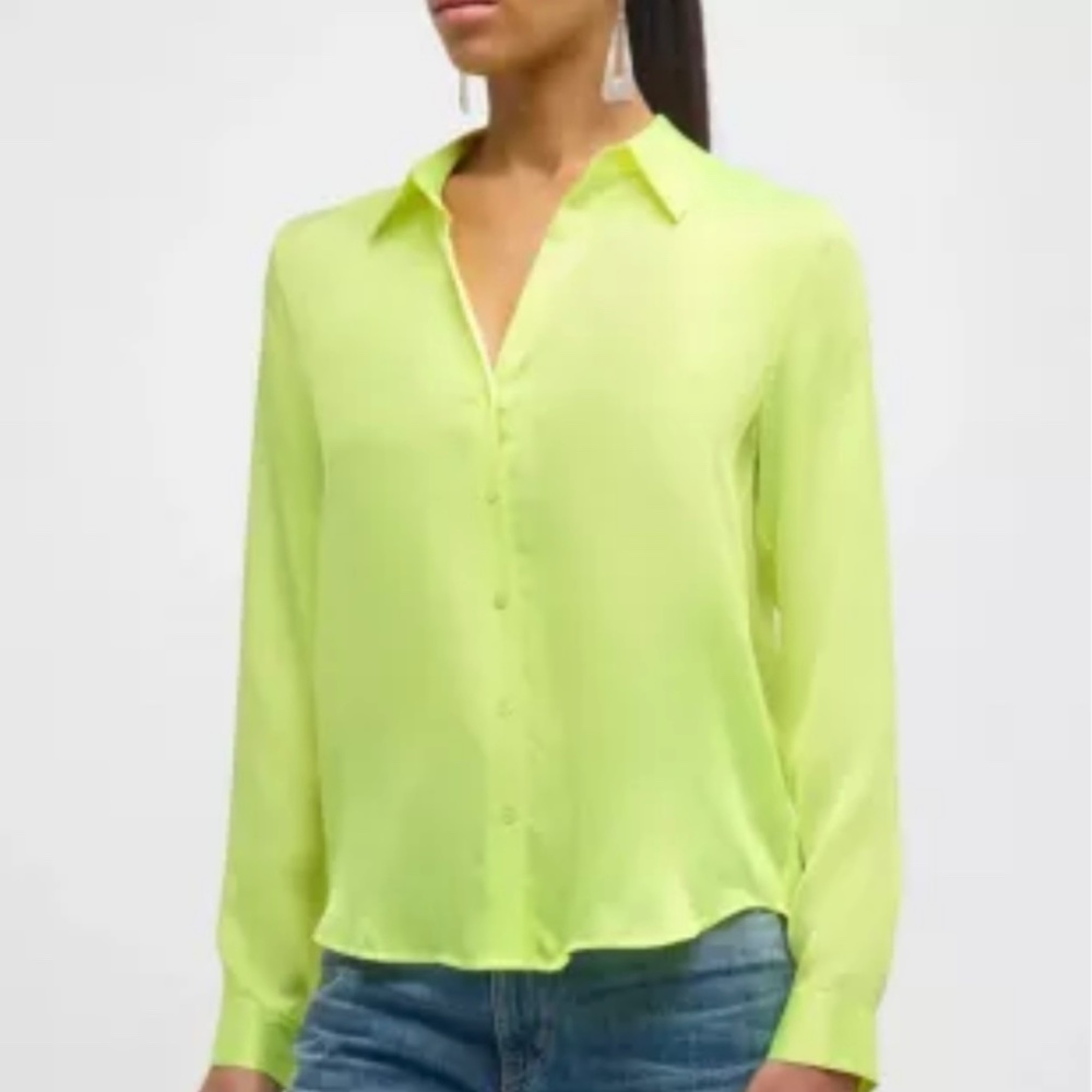 L'Agence Neon Citrus Tyler Silk Blouse Size M